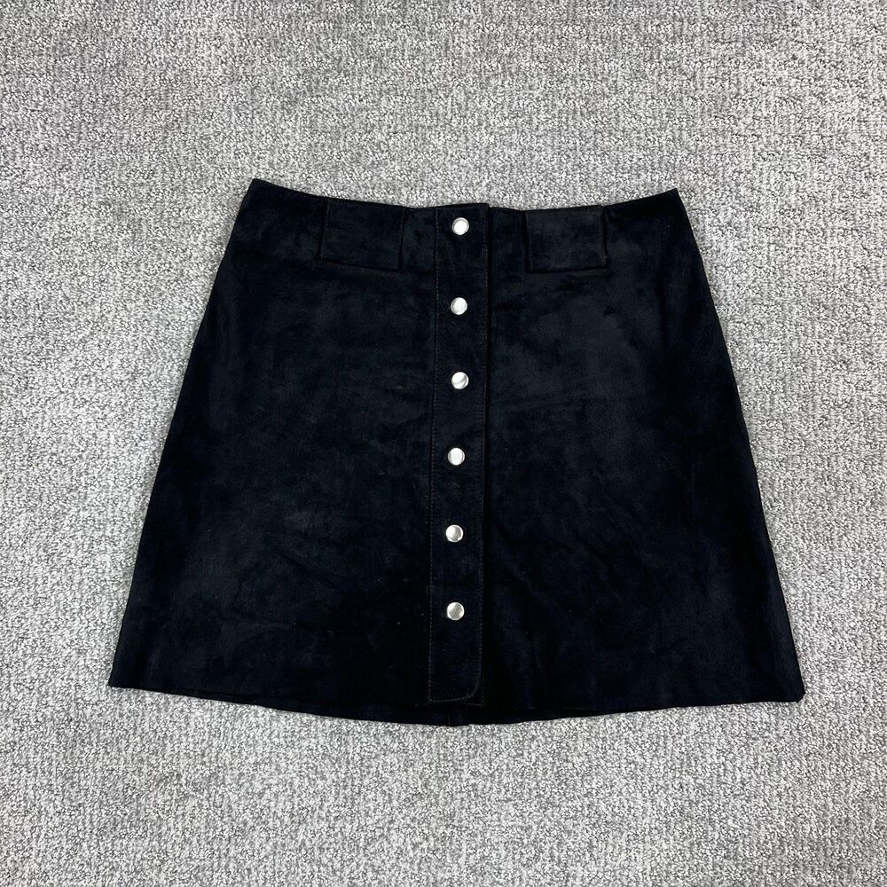 Zara Woman Suede Skirt Womens Medium Black Leather A Line Mini Contemporary